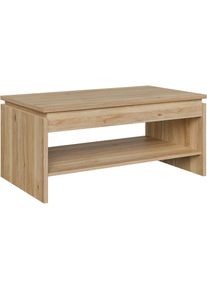 FORTE, Couchtisch h&ouml;henverstellbar, B/H/T 100/45, 7/56 cm, Mauvella Eiche + Mauvella Eiche + Mauvella Eiche, B/H/T: 100 cm x 45,5 cm x 56 cm, Mauvella