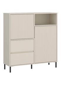 Home Affaire, Highboard Highboard mit Metallf&uuml;&szlig;en, H&ouml;he 105 cm, Soft Close, Fronten geriffelt, Cashmir, Holzwerkstoff, MDF, Melamin, B/H/T: 1.054 cm x