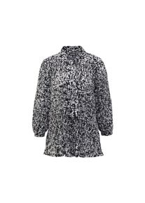 GOLDNER, Damen, Druckbluse &raquo;Feinplissee-Bluse mit Schluppe&laquo; Ohne, schwarz / wei&szlig; / gemustert, 42, Unterschiedlich plissiert