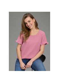 Laura Scott, Damen, R&uuml;schenbluse mit Zier-Knopfleiste am R&uuml;cken, unifarben, aus Baumwoll-Musselin, beere, 38, Feminine Bluse aus Webmaterial