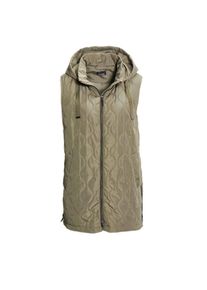 GOLDNER, Damen, Kurzweste &raquo;Kurzgr&ouml;&szlig;e Weste mit Kapuze&laquo; seitliche Schlitze mit Rei&szlig;verschlu&szlig;, graugr&uuml;n, 22, graugr&uuml;n, Mit Kapuze und Leistentaschen