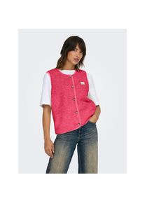 Only, Damen, Pl&uuml;schweste &raquo;ONLBABY LIFE TEDDY VEST PNT CS&laquo; Kunstfaser Pl&uuml;sch, Pink Lemonade Detail:VINTAGE BATCH, XL, Kuschelige Weste von Only