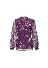 GOLDNER, Damen, Chiffonbluse &raquo;Kurzgr&ouml;&szlig;e Bluse&laquo; Mit femininen R&uuml;schendetails, beere / gemustert, 23, Mit R&uuml;schen an Ausschnitt und Manschetten