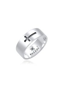 Kuzzoi, Herren, Silberring &raquo;Ring Herren Bandring Kreuz Glanz 925 Silber&laquo;, Silber, 62, Kantig geformter Ring mit Kreuz Motiv f&uuml;r M&auml;nner