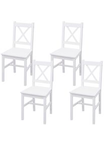 4er-Set Esszimmerstuhl, Massiv-Holz Landhaus - Wei&szlig; (HWC-F77)