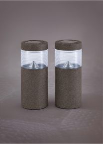 Stibelysning med solcelle (2-pack), gr&aring;, st&oslash;rrelse 38,5x10 cm, bonprix