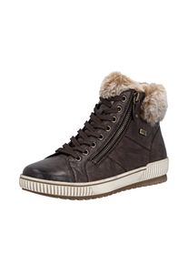Winterboots Remonte, Damen, Gr. 41, braun (dunkelbraun), Leder, Textil, Schuhe Winterboots, Plateau, Outdoorschuh Schn&uuml;rboots mit wasserabweisender TEX-Membran