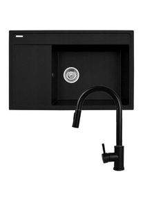 PYRAMIS, Sp&uuml;lbecken, Zestaw - Zlewozmywak CAMEA (79x50) 1B 1D R + Bateria IDEA Black Edition - 070168502BE - Volc (50 cm, 79 cm)