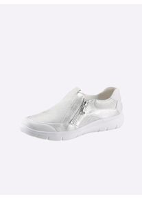 Waldl&auml;ufer Dames instapper in zilverkleur ,maat 8, Witt, 66% Glad leer, 34% Nubuckleer