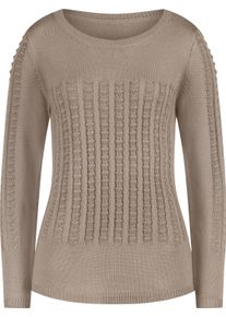 Damen Langarm-Pullover mit 3D-Strickmuster sesam Gr&ouml;&szlig;e 50