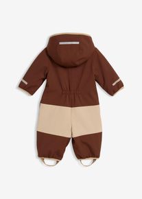 bonprix Softshell Overall mit Teddyfleece, braun, Gr.98, Softshell-Winteranzug f&uuml;r Babys mit reflektierendem B&auml;rchen-Aufdruck, aus Fleece,Softshell