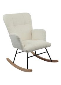 P & B Schaukelstuhl, Wei&szlig;, Textil, Kautschukholz, massiv, 62x90x52 cm, Wohnzimmer, Sessel, Polstersessel