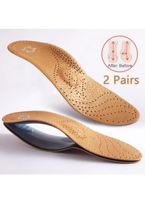 2Pair Leather Orthopedic Insoles Arch Support Insole Flat Feet Plantar Fasciitis Shoe Pads Quality Leather Deodorising Shoe Sole