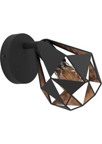 Eglo Deckenleuchte "Carlton 7 Wandleuchte, Vintage, Retro, schwarz und Kupfer, E27, Lampe", schwarz, 1, &Oslash; 16cm, 1 Stk., Leuchten, Wandleuchte innen, Wandleuchter mit schwenkbarem Spot, Flurlampe, E27, Deckenleuchte