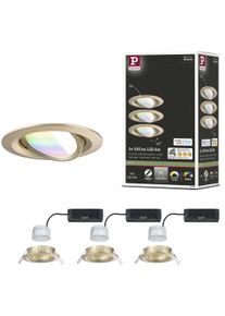 Paulmann LED Einbauleuchte "LED Einbauleuchte Nova Coin rund 84mm 50", gold (goldfarben), 3, &Oslash; 8,4cm, 3 Stk., Leuchten, Memoryfunktion, Farbwechsler, Farbsteuerung, Dimmer, Smart Home, LED Einbauleuchte