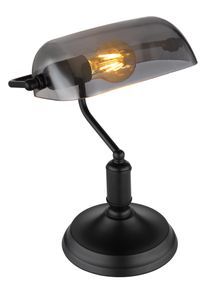 Globo LIGHTING Schreibtischlampe "ANTIQUE", schwarz (schwarz matt rauchglas), 1, 1 Stk., Leuchten, Klassische Schreibtischleuchte, Antik-look Tischleuchte, Bankerlamp, Schreibtischlampe