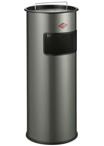 Aschenbecher Wesco, silber (neusilber), B:32cm H:74cm T:32cm, Stahlblech, M&uuml;lleimer, Aschenbecher, Standascher mit Sieb, 50 Liter