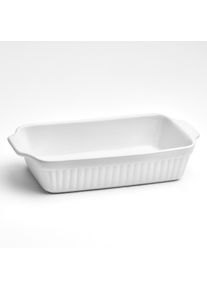 Auflaufform Van Well "Backform rechteckig, 36 x 20 x 7,4 cm, mit Rillenstruktur", wei&szlig;, B:36cm L:20,5cm, Keramik, Auflaufformen, Auflaufform, wei&szlig;, sp&uuml;lmaschinen- und mikrowellenfest
