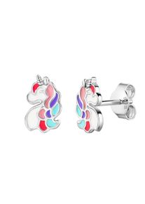 Paar Ohrstecker Firetti "Schmuck Geschenk Silber 925 Ohrschmuck Ohrringe Einhorn", silberfarben, wei&szlig;, rot, rosa, lila, t&uuml;rkis, Ohrringe, M&auml;dchen, Silber 925 (Sterlingsilber), Paar Ohrstecker