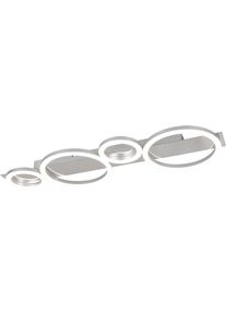 REALITY LEUCHTEN LED Deckenleuchte "LUMOS, Deckenlampe mit LED Ringen, 26,5W 3300 Lumen 4000K kaltwei&szlig;", wei&szlig; (chrom), 1, H: 5,5cm, 1 Stk., Leuchten, als Wandlampe oder Deckenlampe montierbar, B/H/T: 72 x 23 x 5,5 cm, LED Deckenleuchte