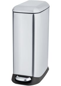 M&uuml;lleimer Wenko "Modell Design", silber, B:23,5cm H:55cm T:41cm, Edelstahl, Kunststoff, M&uuml;lleimer, M&uuml;lleimer, Abfalleimer mit Absenkautomatik und herausnehmbarem Einsatz