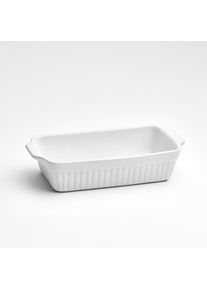 Auflaufform Van Well "Backform rechteckig, 29,8 x 16 x 6,4 cm, mit Rillenstruktur", wei&szlig;, B:30cm L:16cm, Keramik, Auflaufformen, Auflaufform, wei&szlig;, sp&uuml;lmaschinen- und mikrowellenfest
