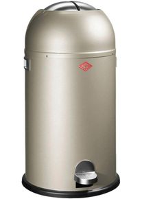 M&uuml;lleimer Wesco "Kickmaster", silber (neusilber), B:37,5cm H:69cm T:37,5cm, Stahlblech, M&uuml;lleimer, M&uuml;lleimer, Abfallsammler mit D&auml;mpfer, 33 Liter