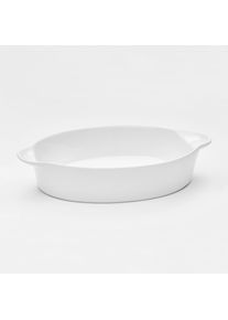 Auflaufform Van Well "Backform oval, 35 x 23 x 6,7 cm", wei&szlig;, B:35cm L:23cm, Porzellan, Auflaufformen, Auflaufform, wei&szlig; gl&auml;nzend, sp&uuml;lmaschinen- und mikrowellengeeignet