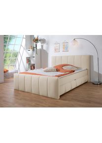 Boxbett Home Affaire "Hanelore inkl. Bettkasten und Topper", beige, B:192cm L:220cm, Komplettbetten, Boxbett, Boxbett mit Bettkasten und Fu&szlig;teil, inkl. Topper