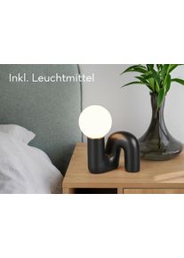 REALITY LEUCHTEN Tischleuchte "QUINN, Keramik Tischlampe m. Glasschirm, Set inkl 2xG9 Leuchtmittel 3W", schwarz, 1, H: 21,5cm, 2 Stk., Leuchten, Design Nachttischlampe, Schreibtischlampe H&ouml;he 22cm, Glas Lampenschirm, Tischleuchte