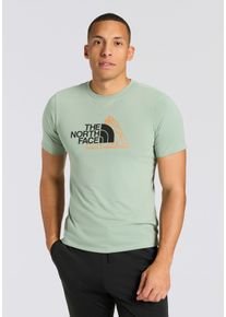 T-Shirt The North Face "M MOUNTAIN FOUNDATION SS TEE-GRAPHIC", Herren, Gr. M, gr&uuml;n (slate moss), Obermaterial: 100% Polyester, Shirts T-Shirt, sportlicher Stil, kurze &Auml;rmel, schnelltrocknendes Material