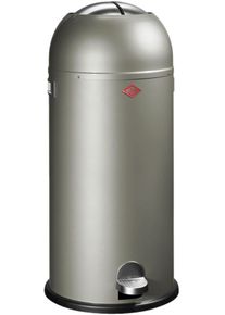 M&uuml;lleimer Wesco "Kickmaster Maxi", silber (neusilber), B:37,5cm H:83cm T:37,5cm, Stahlblech, M&uuml;lleimer, M&uuml;lleimer, Abfallsammler mit D&auml;mpfer,40 Liter