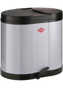 M&uuml;lltrennsystem Wesco "&Ouml;kosammler 170 (Beta)", grau, B:36cm H:43cm T:45cm, Kunststoff, Stahlblech, M&uuml;lleimer, M&uuml;lltrennsystem, mit Kunststoffeinsatz, Deckel und Fu&szlig;tritt aus Kunststoff, Bodenring