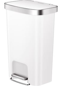 M&uuml;lleimer Fackelmann "SEATTLE, Pedal-Abfalleimer 45L", wei&szlig; matt, B:41cm H:65cm T:30cm, Kunststoff, M&uuml;lleimer, M&uuml;lleimer, stilvoller M&uuml;lleimer mit Soft-Close System & robustem Pedal