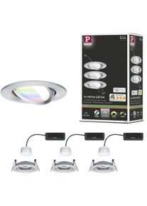 Paulmann LED Einbauleuchte "LED Einbauleuchte Nova Coin rund 84mm 50", grau (aluminiumfarben), 3, &Oslash; 8,4cm, 3 Stk., Leuchten, Memoryfunktion, Farbwechsler, Farbsteuerung, Dimmer, Smart Home, LED Einbauleuchte