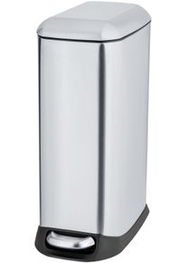 M&uuml;lleimer Wenko "Modell Design", silber, B:20,5cm H:46cm T:36cm, Edelstahl, Kunststoff, M&uuml;lleimer, M&uuml;lleimer, Abfalleimer mit Absenkautomatik und herausnehmbarem Einsatz