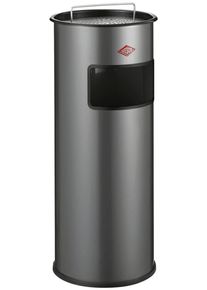 Aschenbecher Wesco "Standascher 50 L mit Sieb", grau (silberfarben), B:32cm H:74cm T:32cm &Oslash;:32cm, Stahlblech, M&uuml;lleimer, Aschenbecher, mit Einwurfschlitz und Sieb