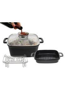 Br&auml;ter ELO Basic "Multifunktionstopf-Set Cubus", schwarz, &Oslash;:24cm, T&ouml;pfe, Br&auml;ter, mit D&uuml;nsteinsatz und Grillrillen