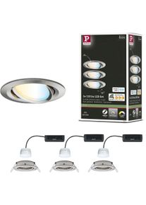 Paulmann LED Einbauleuchte "LED Einbauleuchte Nova Coin rund 84mm 50", silber (edelstahlfarben), 3, &Oslash; 8,4cm, 3 Stk., Leuchten, Memoryfunktion, Farbwechsler, Farbsteuerung, Dimmer, Smart Home, LED Einbauleuchte