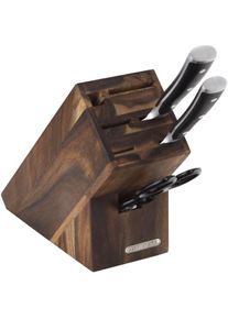 Messerblock CONTINENTA, braun (holzfarben), B:9,5cm H:20cm L:22cm, Messerbl&ouml;cke, Messerblock, Akazie, 22x9,5x20cm