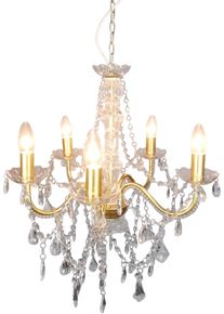 N&auml;ve N&Auml;VE Kronleuchter "Cecilia", gold, 5, &Oslash; 52cm H: 85cm, 1 Stk., Leuchten, 5flg., Kristallbehang aus Acryl, exkl. Leuchtmittel E14, D: ca. 52cm, Kronleuchter