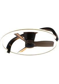 REALITY LEUCHTEN LED Deckenleuchte "STOCKHOLM mit Ventilator, Deckenventilator mit Licht inklFernbedienung", schwarz (schwarz matt), 1, &Oslash; 73,5cm H: 23cm, 1 Stk., Leuchten, 6 Geschwindigkeiten Timer Vor- & R&uuml;cklauf LED dimmbar CCT Nachtlicht, LED Deckenleuchte