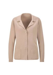 Jackenblazer GOLDNER "Milano-Ripp-Blazer mit Reverskragen", Damen, Gr. 54, beige, Obermaterial: 50% Baumwolle CO. 50% Polyacryl PAN., schmal, Blazer Jackenblazer, figurschmeichelender Schnitt