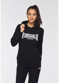 Kapuzensweatshirt Lonsdale "FLOOKBURGH", Damen, Gr. XS (32), schwarz, angeraute Sweatware, Obermaterial: 80% Baumwolle, 20% Polyester. Kapuzenfutter: 80% Baumwolle, 20% Polyester, unifarben, Rippb&uuml;ndchen, Sweatshirts Kapuzensweatshirt