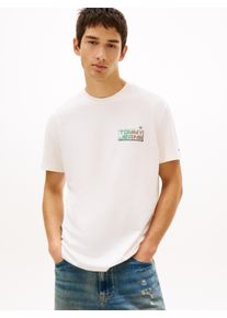 T-Shirt Tommy Jeans "TJM REGULAR GYM BLOCK", Herren, Gr. S, wei&szlig; (ancient wei&szlig;), Single Jersey, Obermaterial: 100% Baumwolle, unifarben, regular fit normal, Rundhals, eingesetzt abgesteppte Kante, Shirts T-Shirt, mit Rundhalsausschnitt