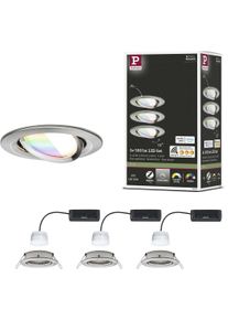 Paulmann LED Einbauleuchte "LED Einbauleuchte Nova Coin rund 84mm 50", silber (edelstahlfarben), 3, &Oslash; 8,4cm, 3 Stk., Leuchten, Memoryfunktion, Farbwechsler, Farbsteuerung, Dimmer, Smart Home, LED Einbauleuchte