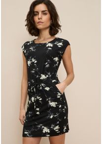 Sommerkleid Laura Scott, Damen, Gr. 34, N-Gr, schwarz (marine, schwarz, gebl&uuml;mt), Single Jersey, Obermaterial: 95% Viskose, 5% Elasthan, gebl&uuml;mt, mini, Rundhals, angeschnitten, Kleider Sommerkleid, festlich, Minikleid, feminin, aus Viskosemischung, Kurzarm, Topseller