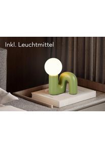 REALITY LEUCHTEN Tischleuchte "QUINN, Keramik Tischlampe m. Glasschirm, Set inkl 2xG9 Leuchtmittel 3W", gr&uuml;n, 1, H: 21,5cm, 2 Stk., Leuchten, Design Nachttischlampe, Schreibtischlampe H&ouml;he 22cm, Glas Lampenschirm, Tischleuchte