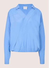 Madeleine Mode Langarmbluse MADELEINE "Bluse Bluse im Wickel-Look", Damen, Gr. 48, blau (gletscherblau), Obermaterial: 100% Viskose CV., Modern, normal, V-Ausschnitt, Blusen Langarmbluse