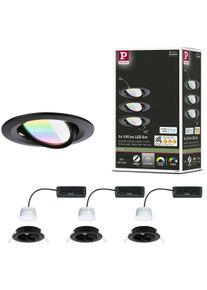 Paulmann LED Einbauleuchte "LED Einbauleuchte Nova Coin rund 84mm 50", schwarz, 3, &Oslash; 8,4cm, 3 Stk., Leuchten, Memoryfunktion, Farbwechsler, Farbsteuerung, Dimmer, Smart Home, LED Einbauleuchte